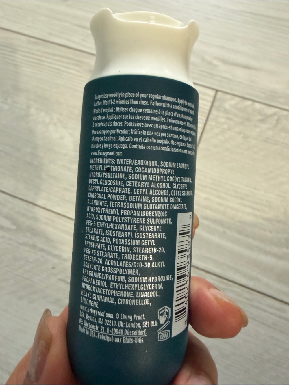 Living Proof Clarifying Detox Shampoo - Deep Teal Bottle with White Cap